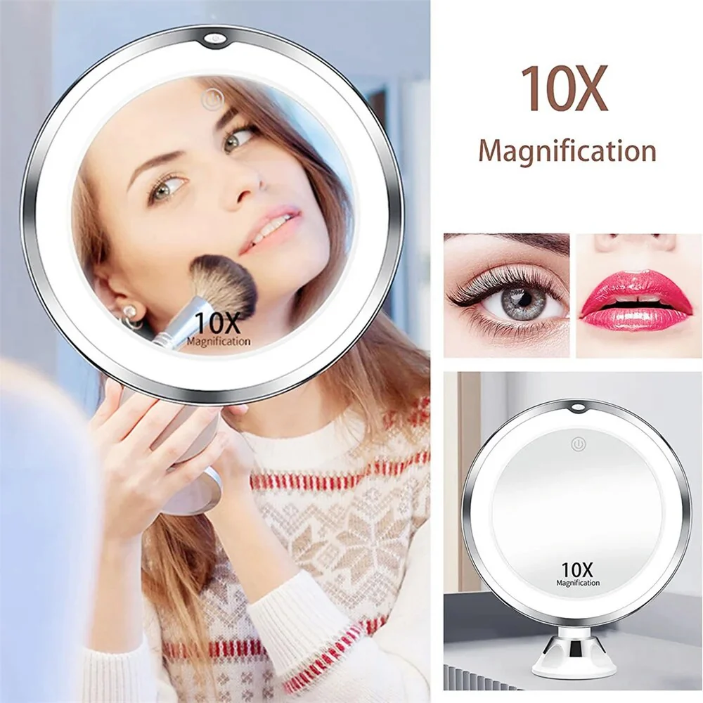 10x Magnifying Lighted Makeup Mirror with 360° Rotation - Image 5